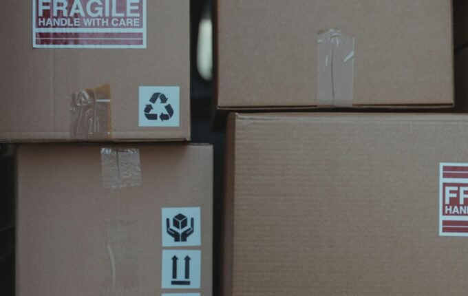 Stacked cardboard cartons